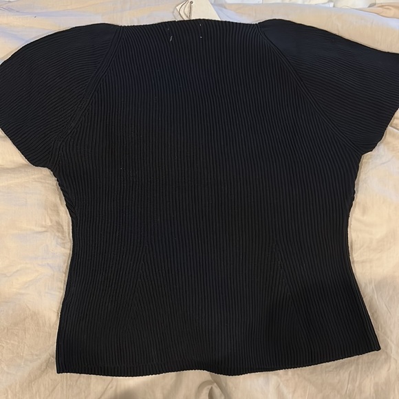 NEW Rihoas Black Ribknit sweetheart crop with tags, Large - Picture 3 of 7